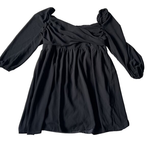 Shein Curve Black Off-Shoulder Dress 2XL Baby Doll Lined Witchy Plus Size - Picture 1 of 7